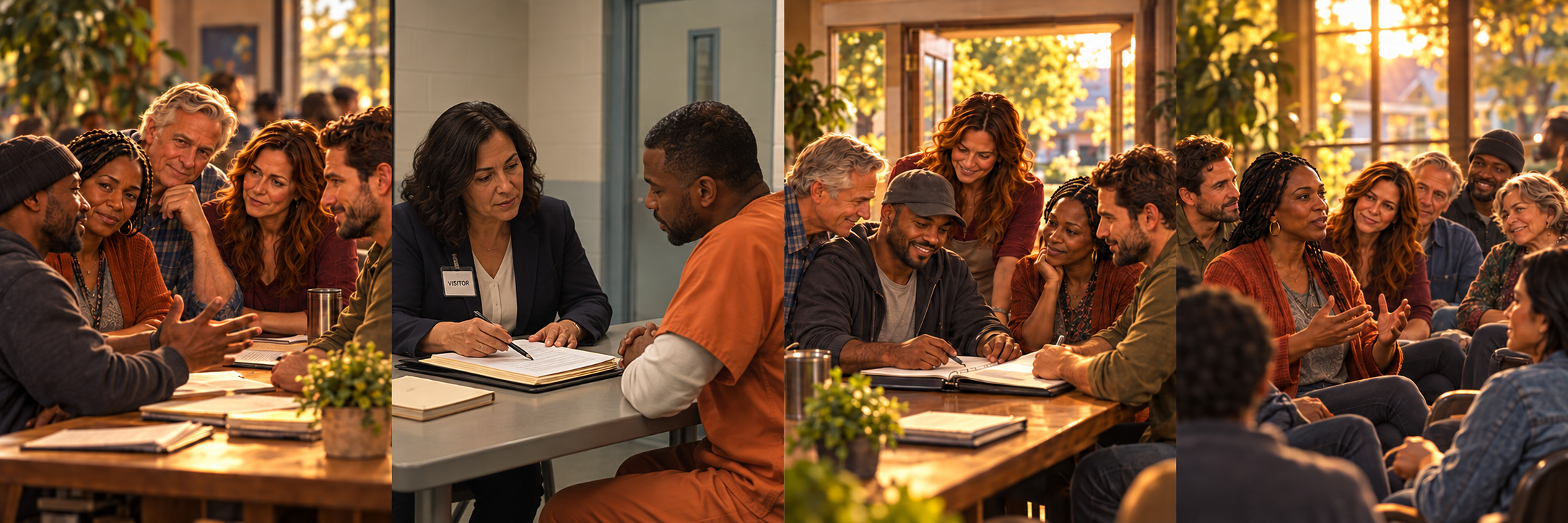 Advocacy — four scenes of support and connection